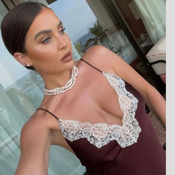 NWT ZARA LACE SLIP DRESS ZW COLLECTION satin silk maxi dress Lingerie Burgundy - Picture 6 of 16